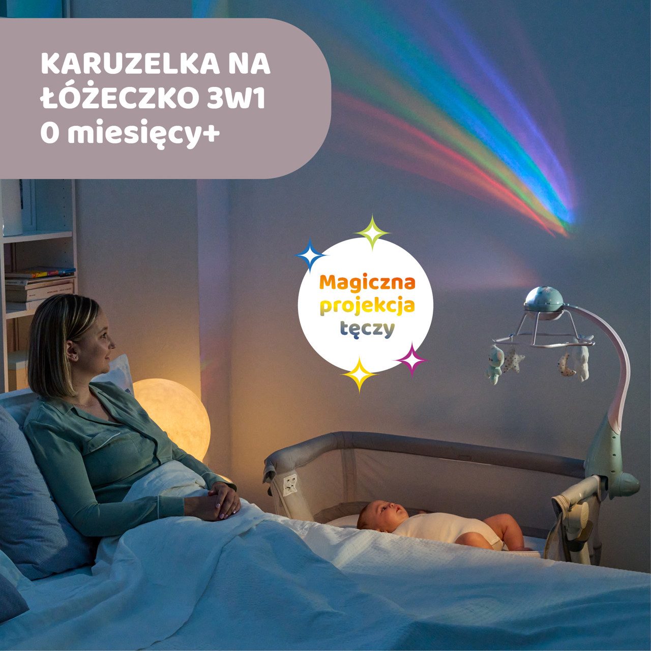 KARUZELA NA ŁÓŻECZKO RAINBOW 3w1 null - 2