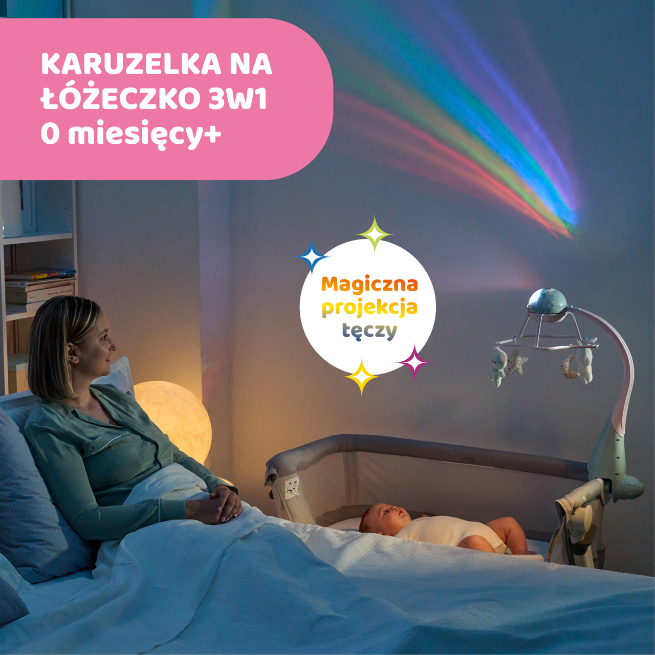KARUZELA NA ŁÓŻECZKO RAINBOW 3w1 null - 2