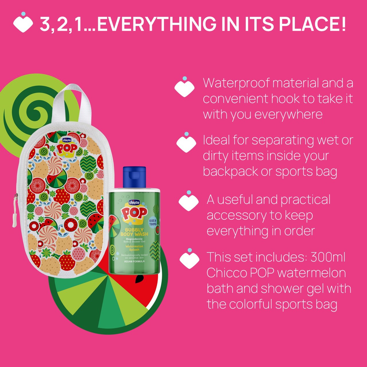 GEL DE BANHO MELANCIA 300ML COM BOLSA DESPORTIVA Chicco - 3