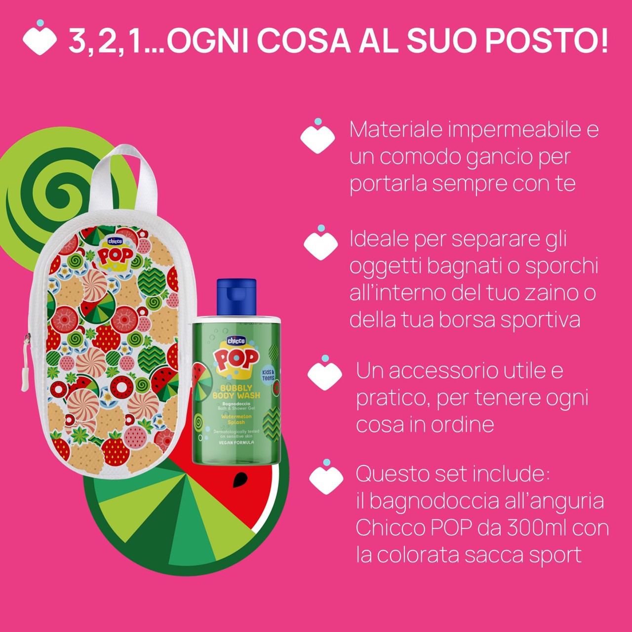  Sporty gift set - bagnodoccia all'anguria 300ml con sacca sportiva Chicco - 3