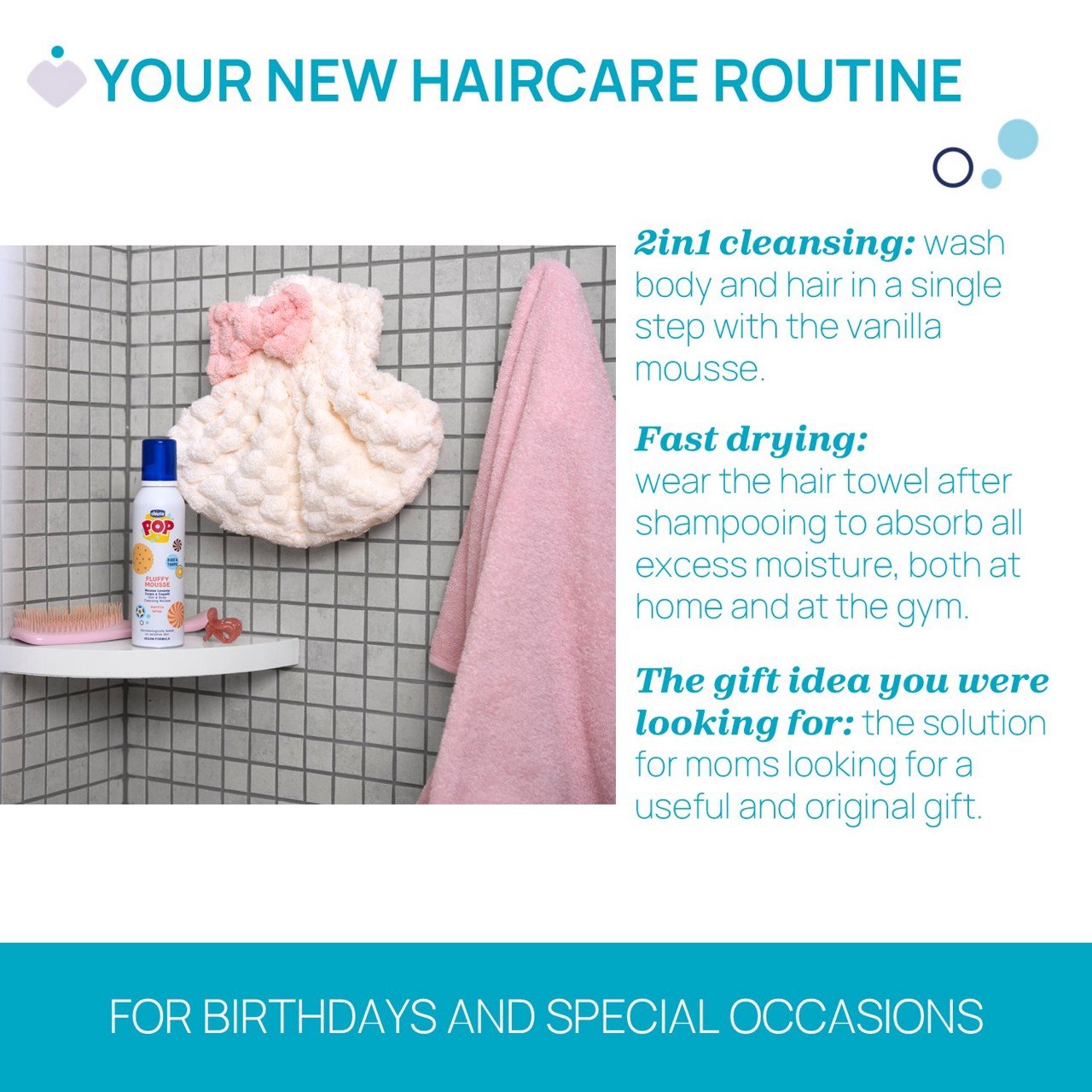Espuma de Banho 2 em 1 com Toalha para Cabelo Chicco - 4