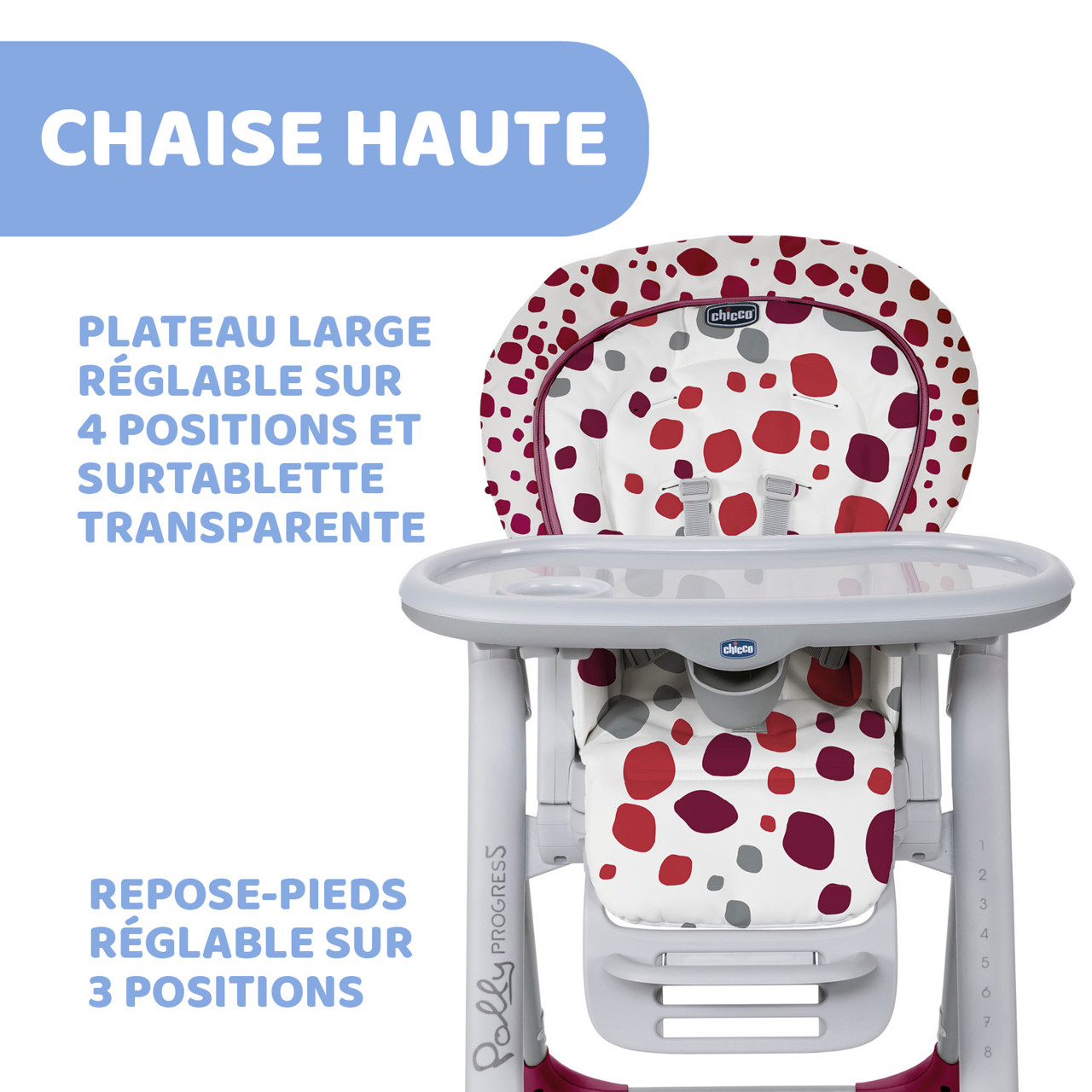 Chaise haute POLLY-PROGRES 5 - Dandelion 4 roues - CHICCO CHICCO BB