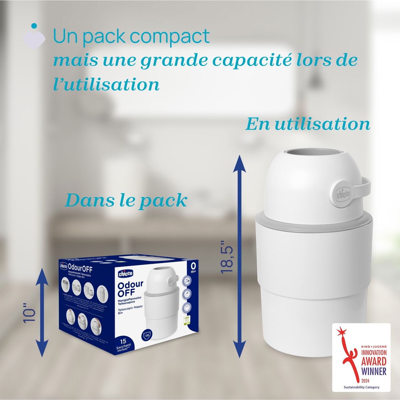 Poubelle &agrave; couches t&eacute;lescopique  Chicco - 2