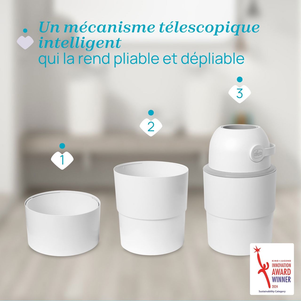 Poubelle &agrave; couches t&eacute;lescopique  Chicco - 3