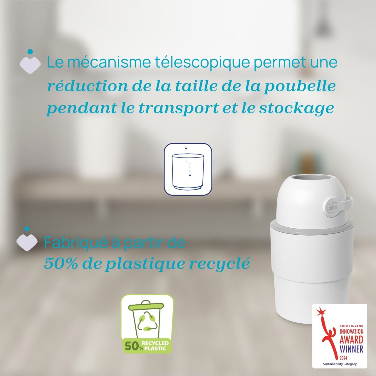 Poubelle &agrave; couches t&eacute;lescopique  Chicco - 4