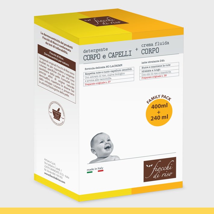 Bipacco Detergente CORPO e CAPELLI Camomilla e Crema Fluida Corpo