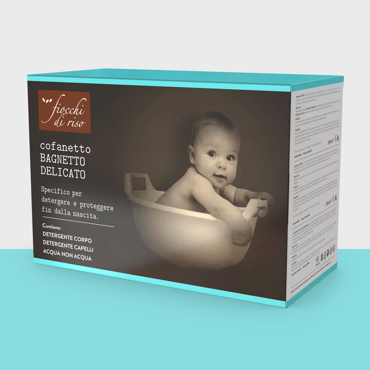 Cofanetto Bagnetto Coi Fiocchi - Set Completo Con Detergente, Crema E Accappatoio - Ideale Regalo Neonato - Foto 3